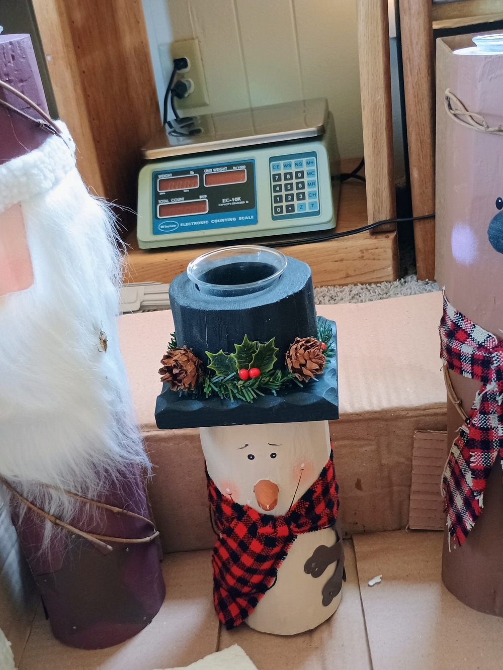Vintage Winter Pals Wooden Candle Holder Three-piece Set Santa Reindeer Snowman